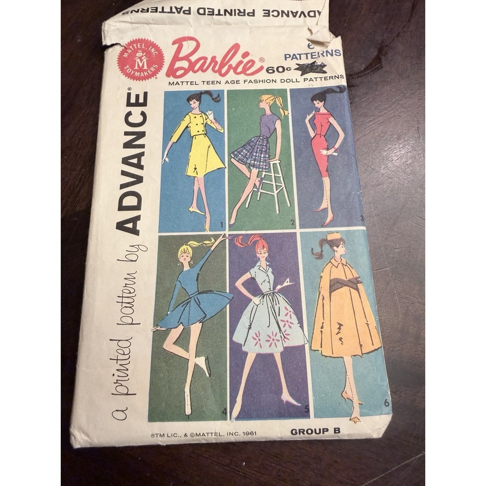 Vintage Barbie Advanced Printed Sewing Pattern Mattel Group B